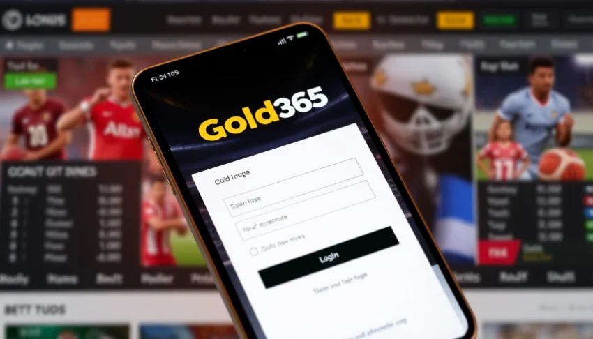 Gold365 login page displayed on a smartphone with secure credentials input, highlighting easy access to sports betting and casino games.