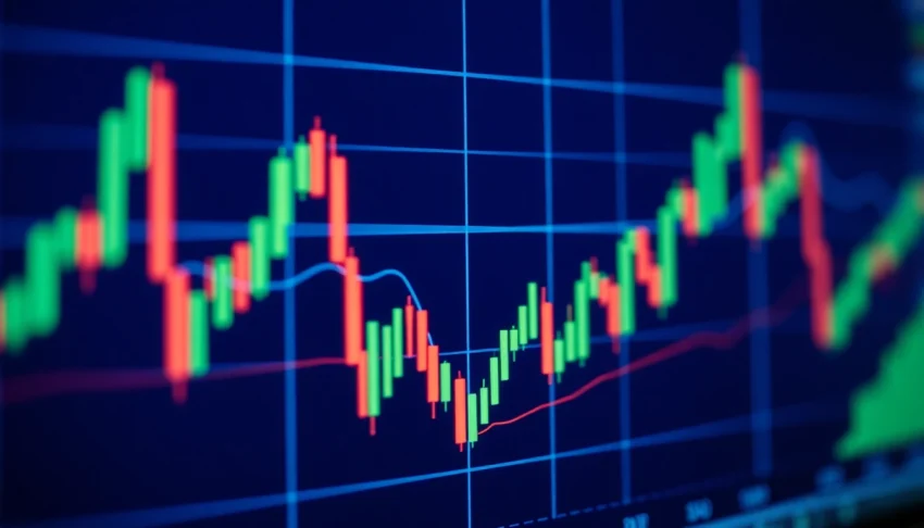 Cryptocurrency Trading News features digital charts showing cryptocurrency price movements and
